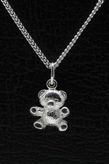 Zilveren Teddybeer ketting hanger