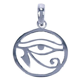 Zilveren Oog van Horus hanger - rond