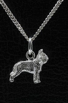 Zilveren Briard ketting hanger - oren gecoupeerd - klein