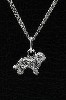 Zilveren Bobtail met staart ketting hanger - klein