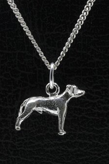 Zilveren Argentijnse dog oren ongecoupeerd ketting hanger - klein