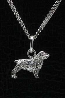 Zilveren Sussex spaniel ketting hanger - klein