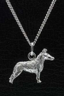 Zilveren Collie ketting hanger - korthaar - groot