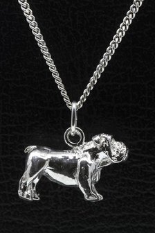 Zilveren Bulldog engelse ketting hanger - groot