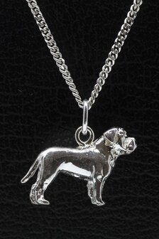 Zilveren Bull mastiff ketting hanger - groot