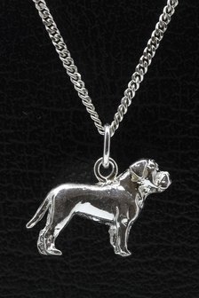 Zilveren Bordeaux dog ketting hanger - groot