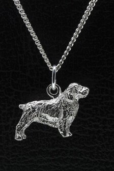 Zilveren Clumber spaniel ketting hanger - groot