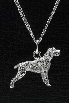 Zilveren Spinone ketting hanger - groot