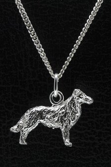 Zilveren Australische shepherd met staart ketting hanger - groot