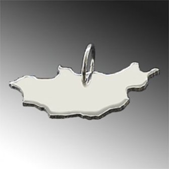 Zilveren Landkaart Mongoli&euml; ketting hanger