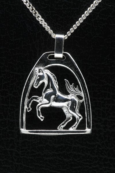 vingerafdruk dorst Ruwe slaap Zilveren paard in stijgbeugel hanger en bedel, fraai afgewerkt -  zilverenhangers