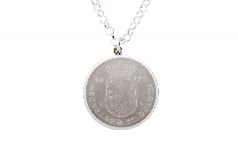 schildpad bod draaipunt Zilveren 10 Gulden jubileum munt in rand ketting hanger voorradig -  zilverenhangers