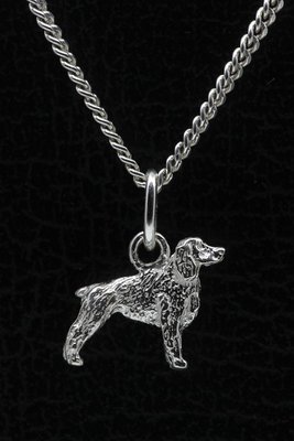 Zilveren Engelse springer spaniel ketting hanger - klein