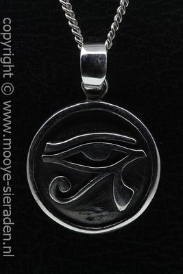 Zilveren Oog van Horus gezwart ketting hanger